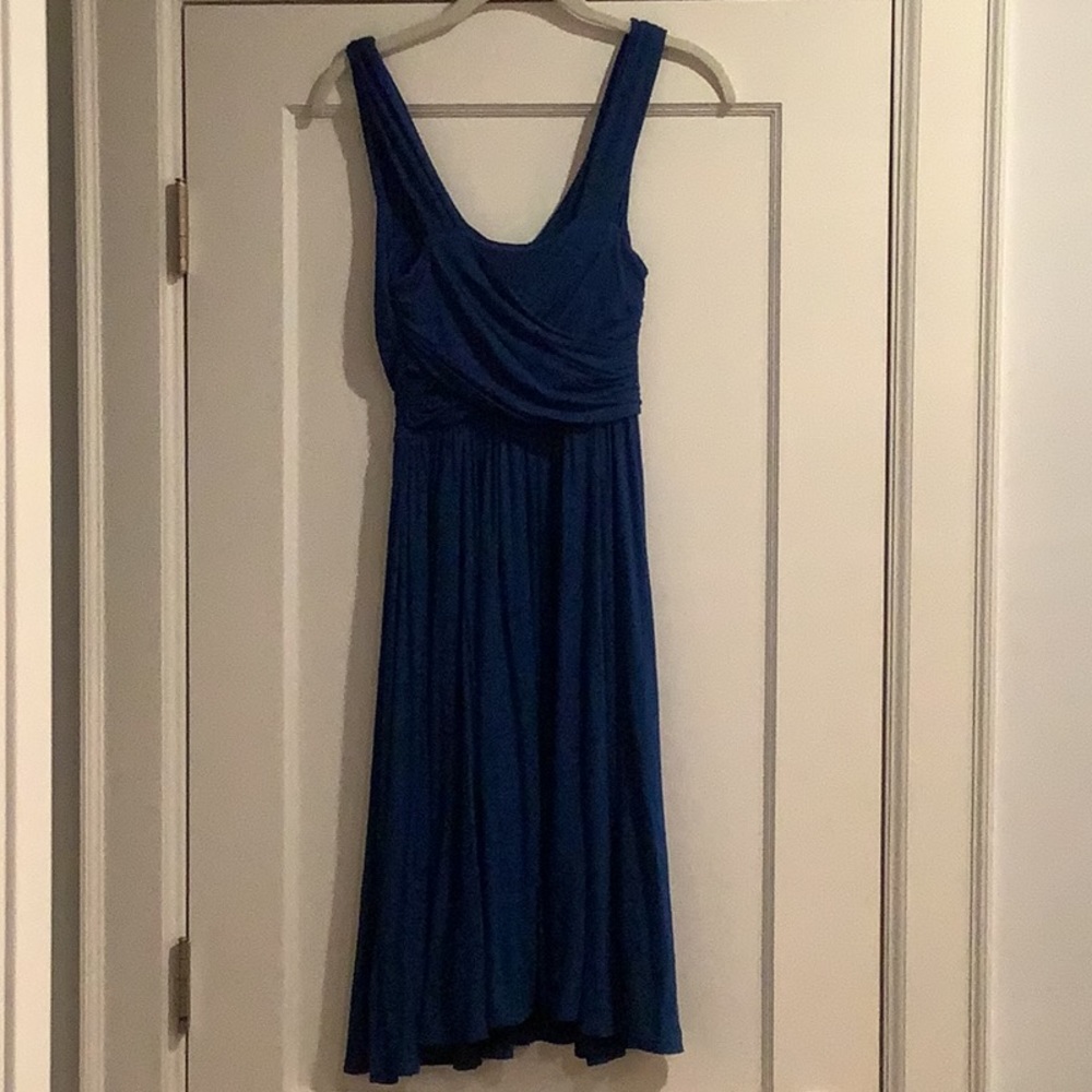 Navy blue fit and flair cocktail dress